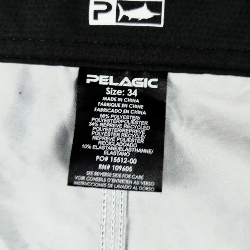 Pelagic Board Shorts Mens 34 Fishing Swim Trunks Sharkskin AOP Print Summer - Picture 4 of 11